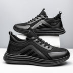 Chaussures de sport homme à semelle flexible et lacets plats, noir