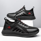 Chaussures de sport homme à semelle flexible et lacets plats, noir et rouge