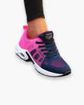 Baskets de sport femme légères, semelle amortissante, rose et bleu