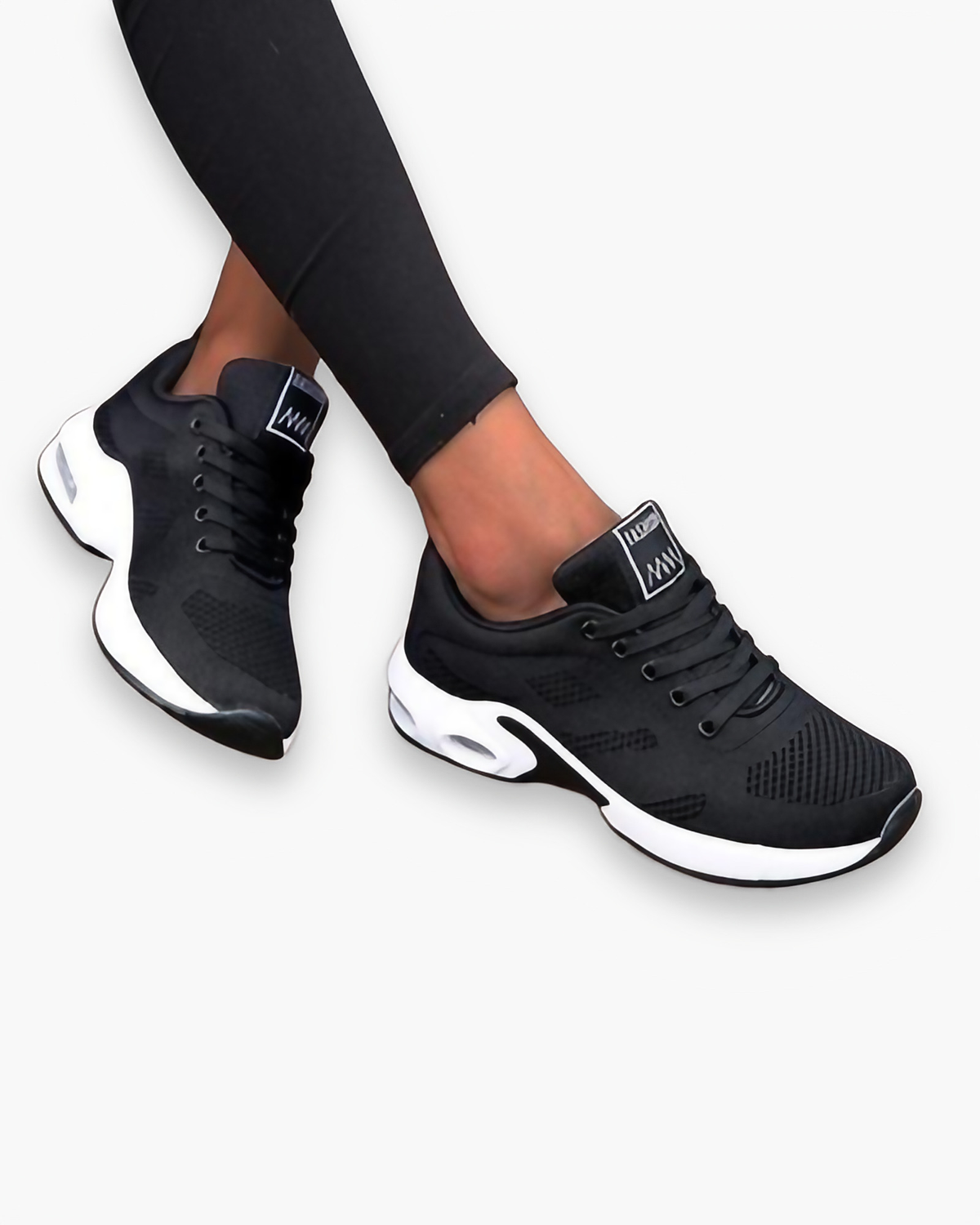 Baskets de sport femme légères, semelle amortissante, noir
