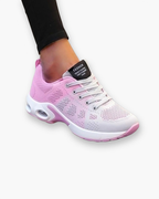 Baskets de sport femme légères, semelle amortissante, gris et rose