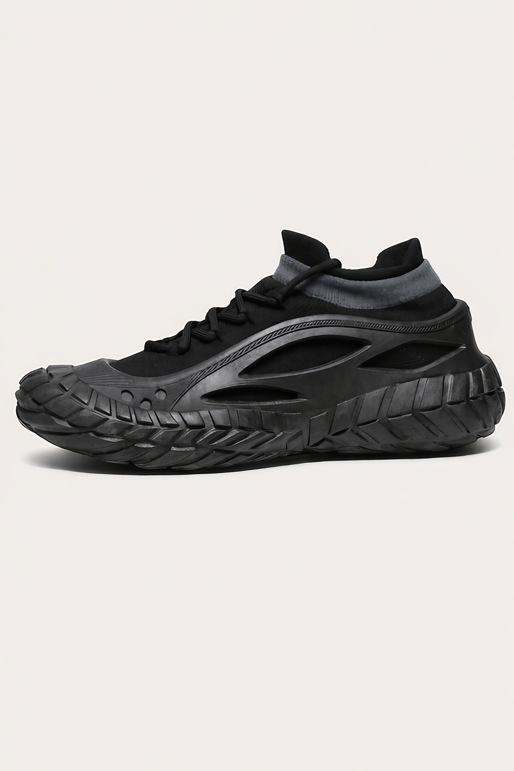 Chaussures de sport homme à col élastique et semelle crantée, noir