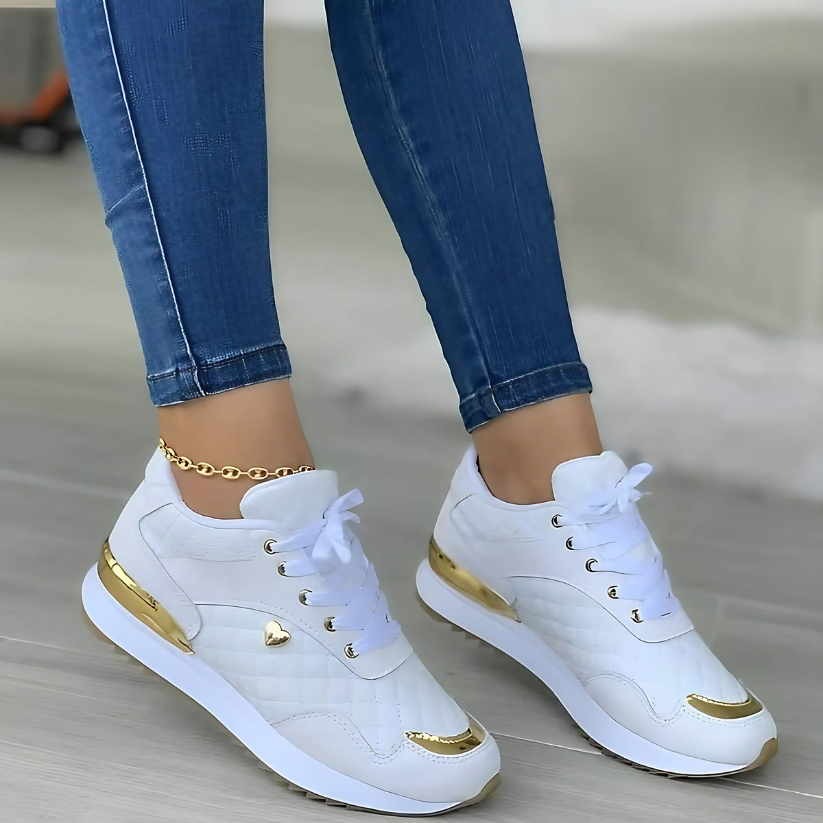 Baskets orthopédiques femme à enfiler, semelle souple, du 35 au 43, blanc