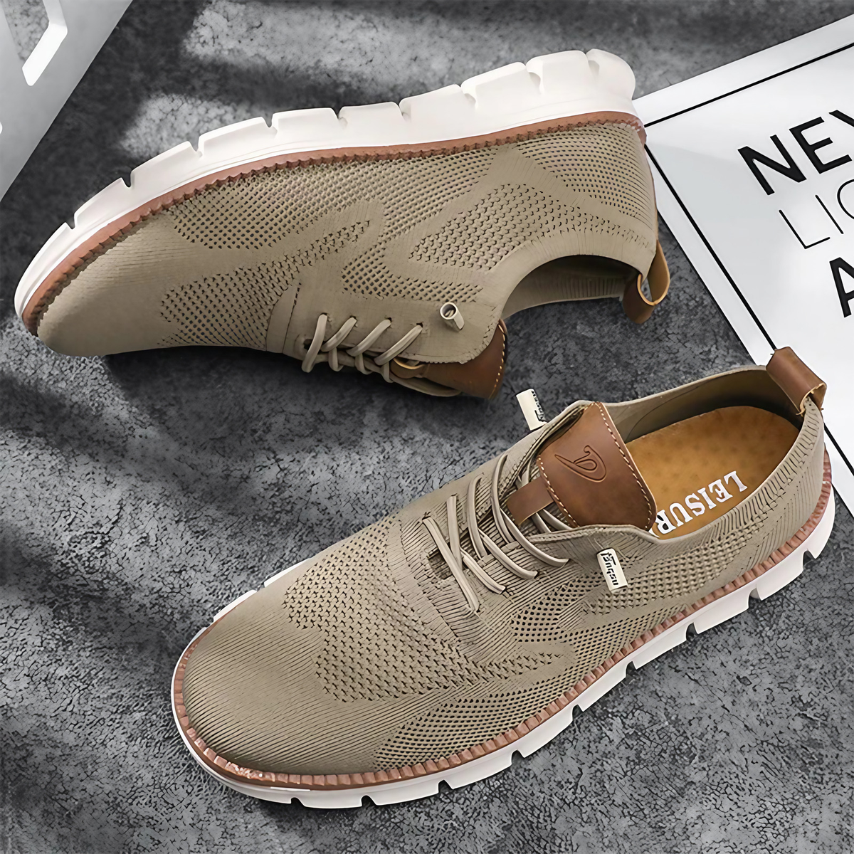 Chaussures de ville homme, semelle à mémoire de forme, 39 au 48, kaki