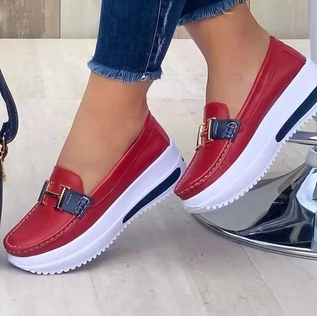 Chaussures sans lacets femme, semelle souple, du 35 au 43, rouge