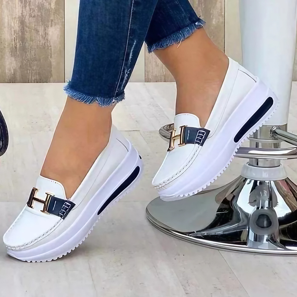 Chaussures sans lacets femme, semelle souple, du 35 au 43, blanc