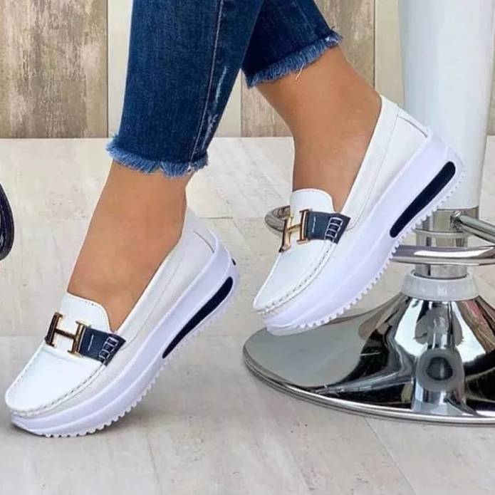 Chaussures sans lacets femme, semelle souple, du 35 au 43, blanc