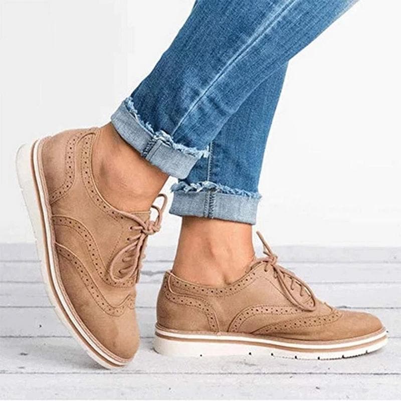 Derbies femme à détails brogue, semelle intérieure moelleuse, kaki