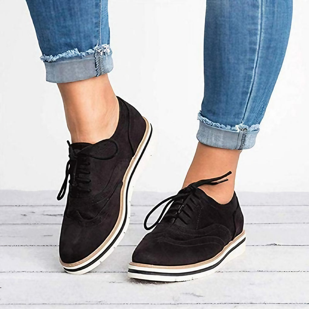 Derbies femme à détails brogue, semelle intérieure moelleuse, noir