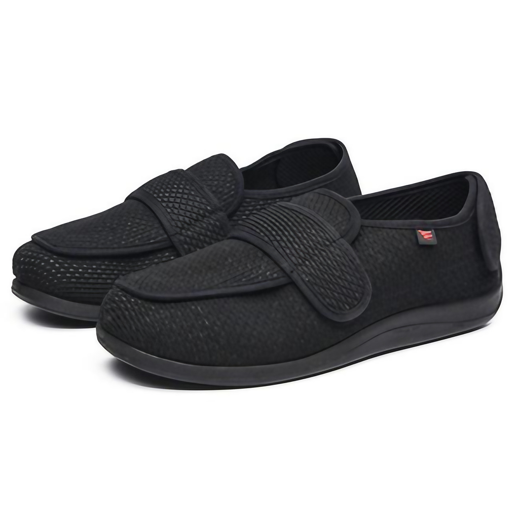 Chaussures orthopédiques larges à scratch, tige en maille, noir