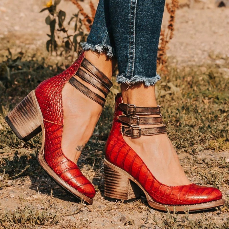 Chaussures à talon femme, semelle rembourrée, du 34 au 42, rouge 2