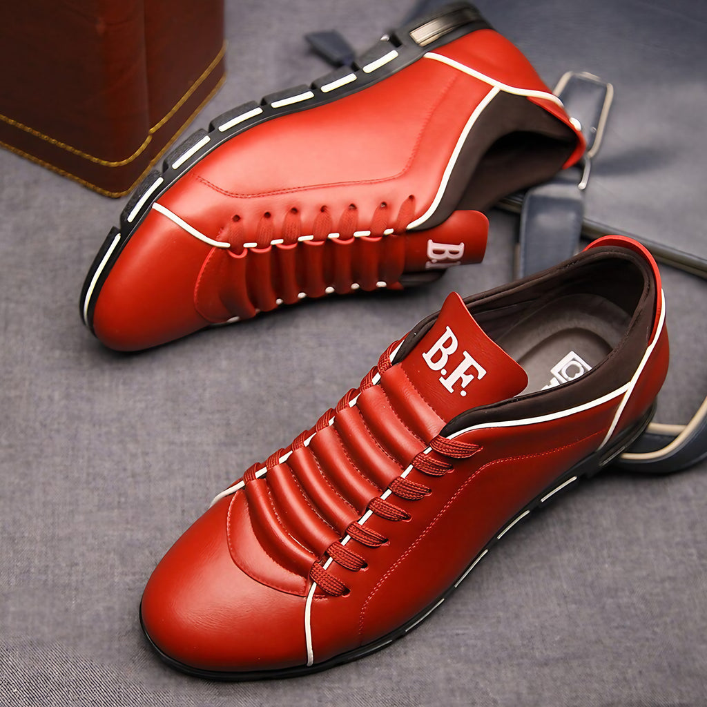 Chaussures habillées homme à lacets, quatre coloris, rouge