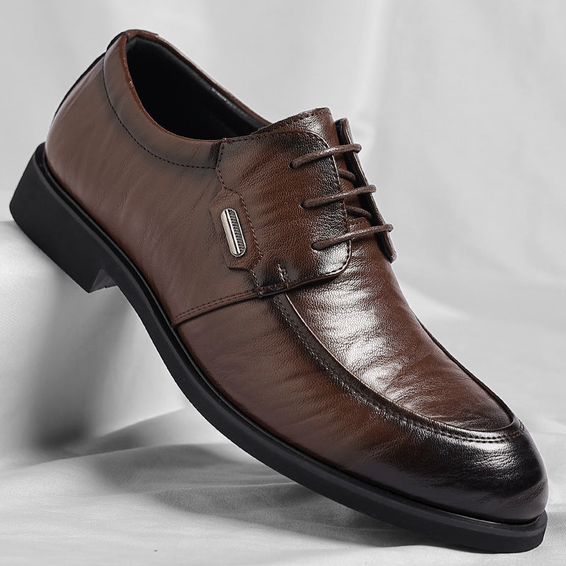 Chaussures habillées homme à lacets, bout lisse, marron ou noir, marron