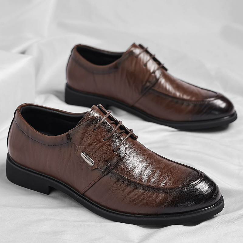 Chaussures habillées homme à lacets, bout lisse, marron ou noir