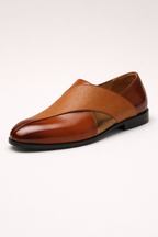 Chaussures habillées homme sans lacets, bande croisée texturée