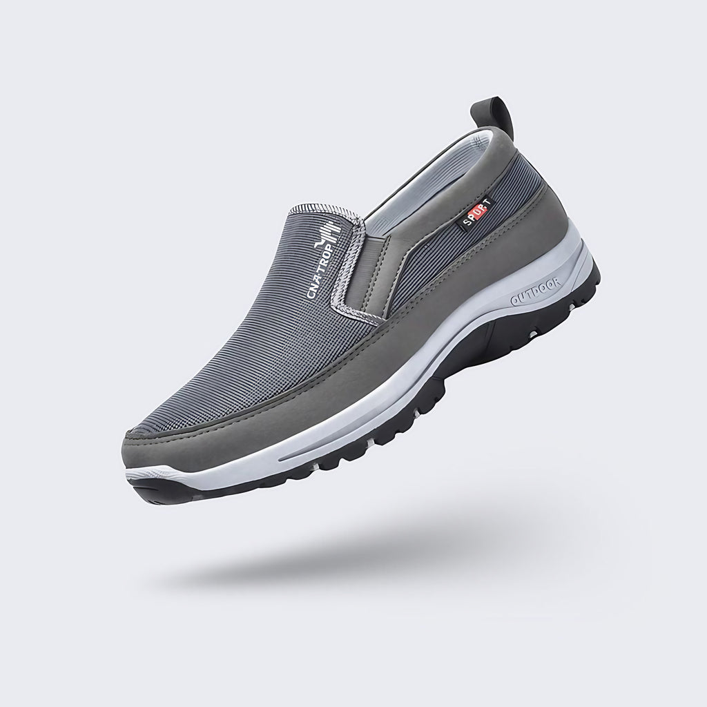 Chaussures orthopédiques homme de marche, semelle ergonomique, gris