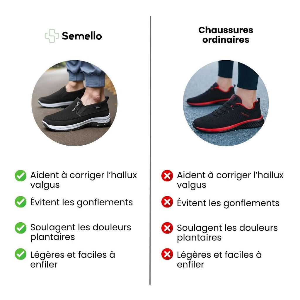 Chaussures orthopédiques homme de marche, semelle ergonomique
