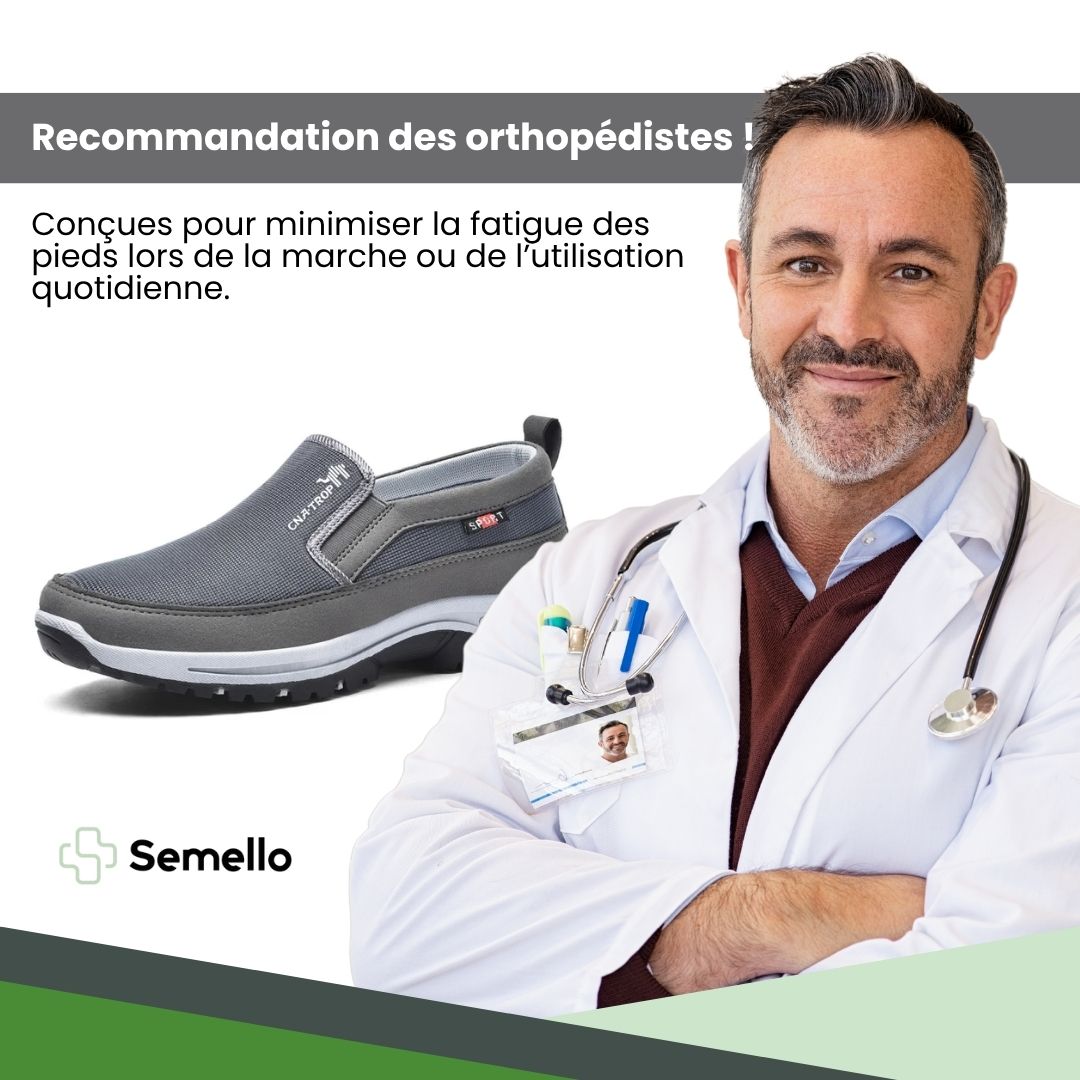 Chaussures orthopédiques homme de marche, semelle ergonomique