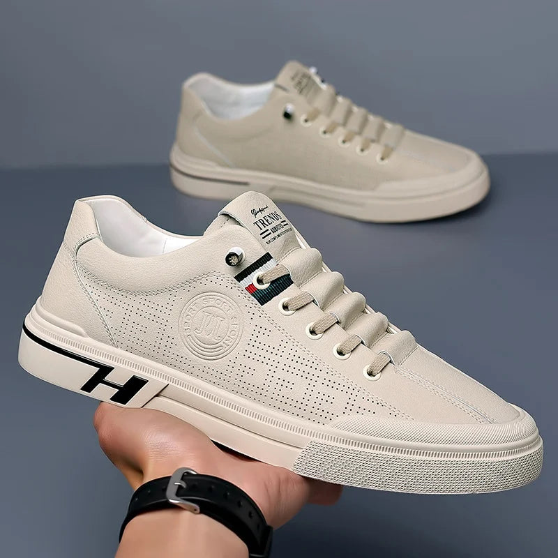 Chaussures décontractées homme, semelle amortie, beige ou blanc