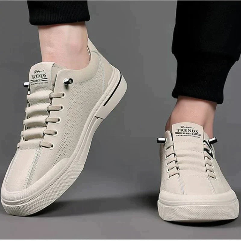 Chaussures décontractées homme, semelle amortie, beige ou blanc