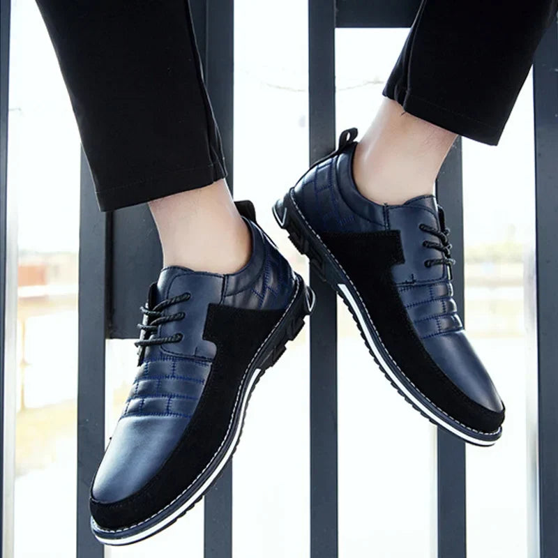 Chaussures de ville homme à lacets, semelle souple, bleu