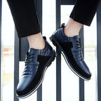 Chaussures de ville homme à lacets, semelle souple, bleu