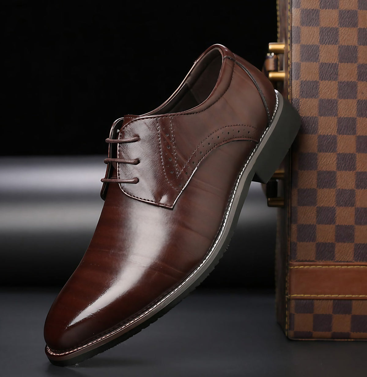Chaussures de ville homme à lacets, intérieur rembourré, du 38 au 48, marron