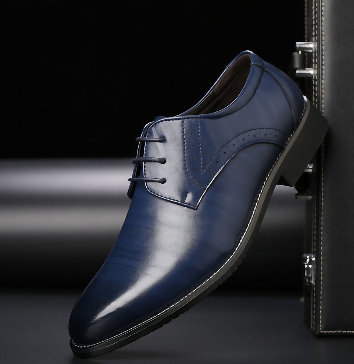 Chaussures de ville homme à lacets, intérieur rembourré, du 38 au 48, bleu