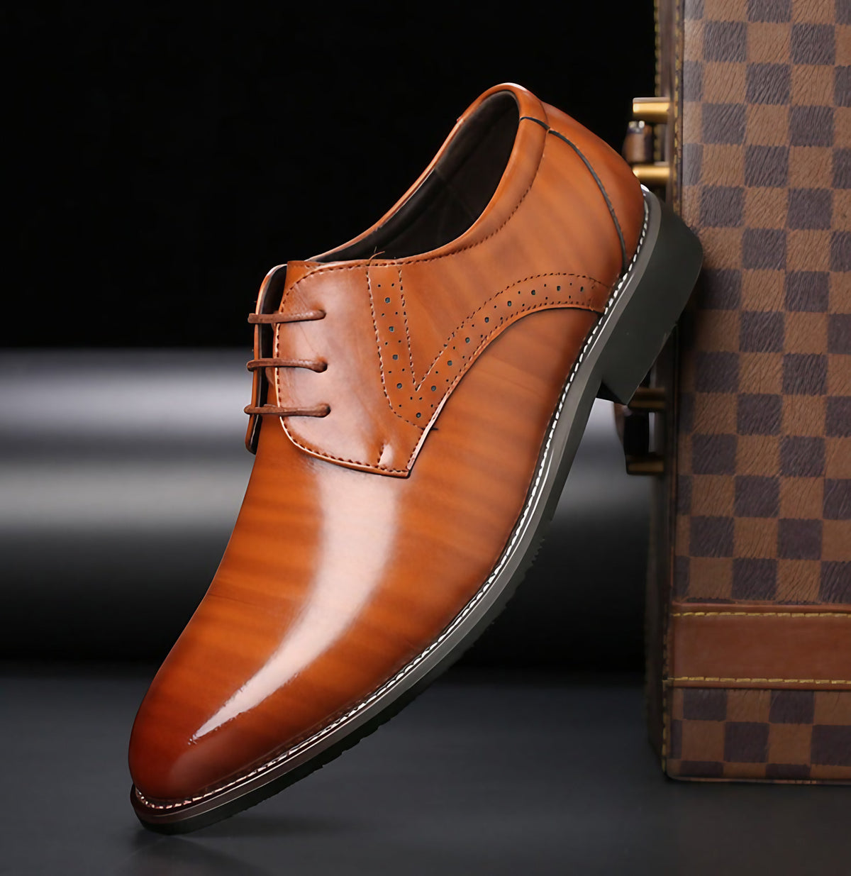 Chaussures de ville homme à lacets, intérieur rembourré, du 38 au 48, marron clair