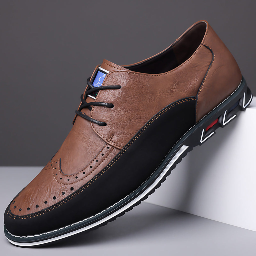 Chaussures de ville homme à lacets, perforations décoratives, marron