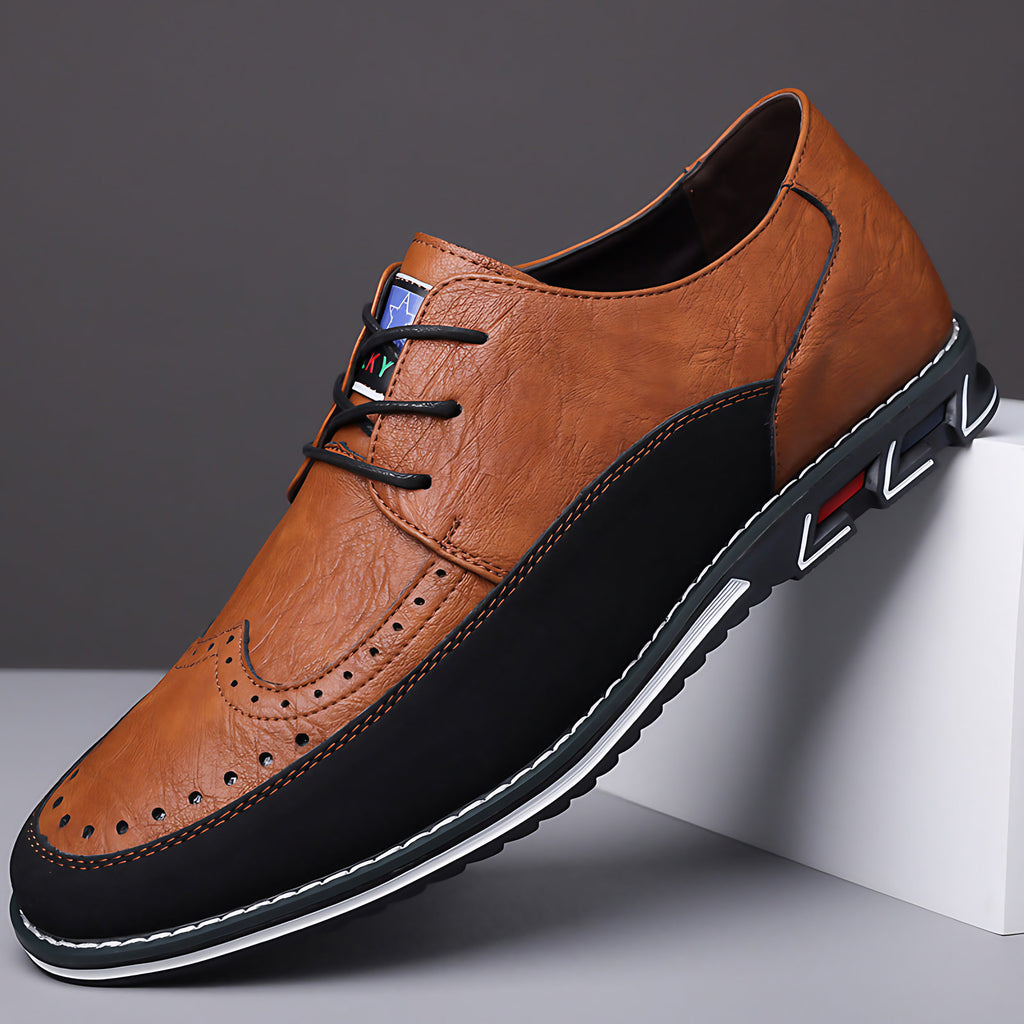 Chaussures de ville homme à lacets, perforations décoratives, café