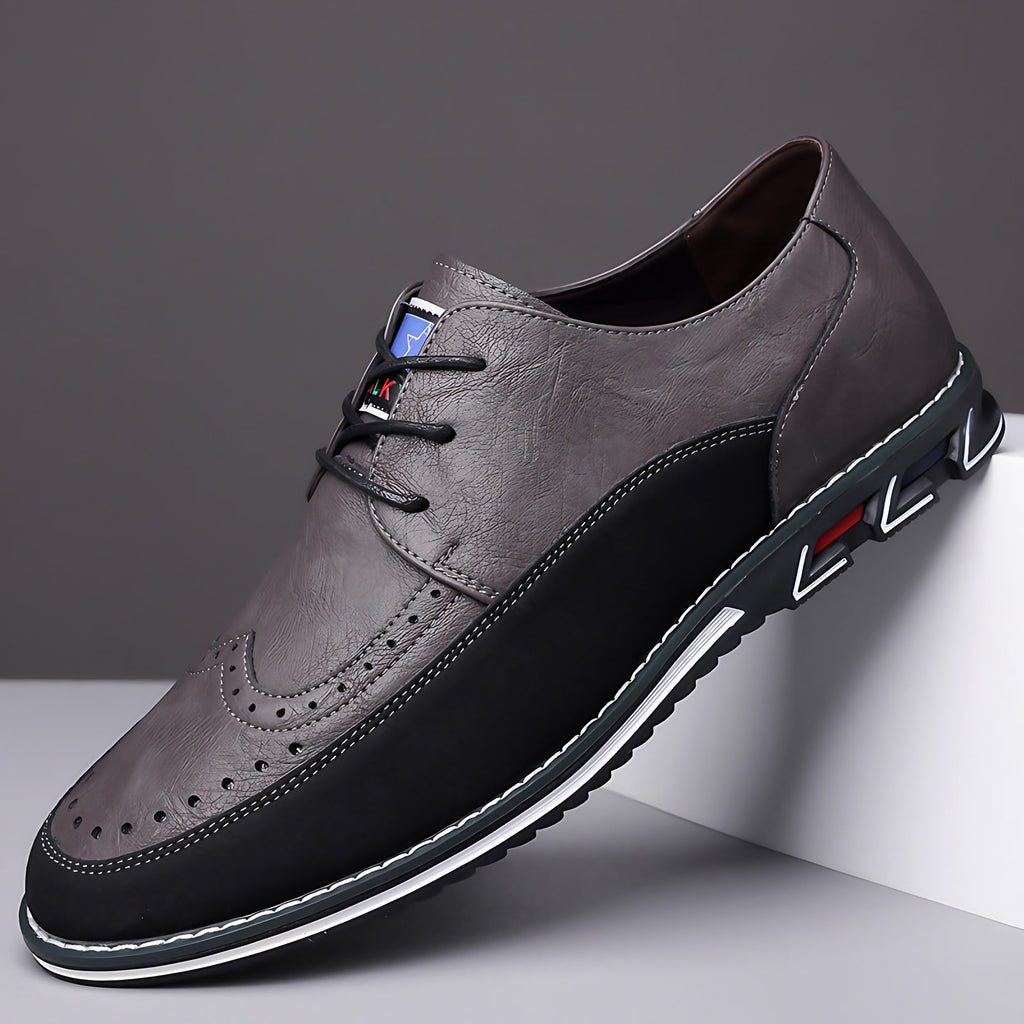 Chaussures de ville homme à lacets, perforations décoratives, gris
