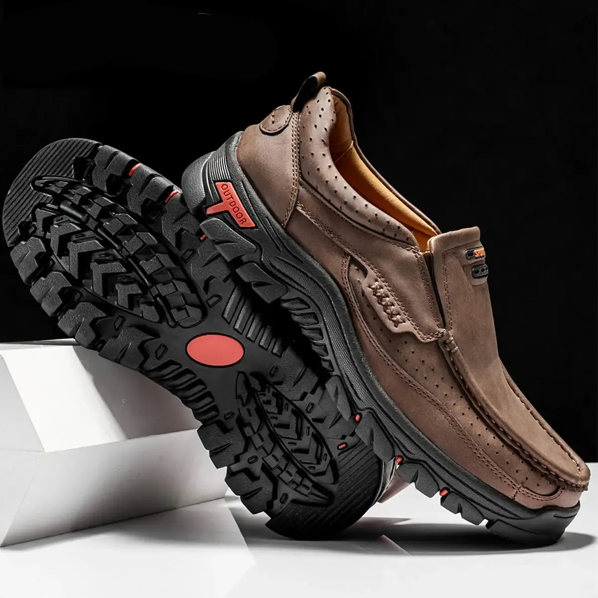 Chaussures orthopédiques homme habillées, semelle rembourrée, marron foncé