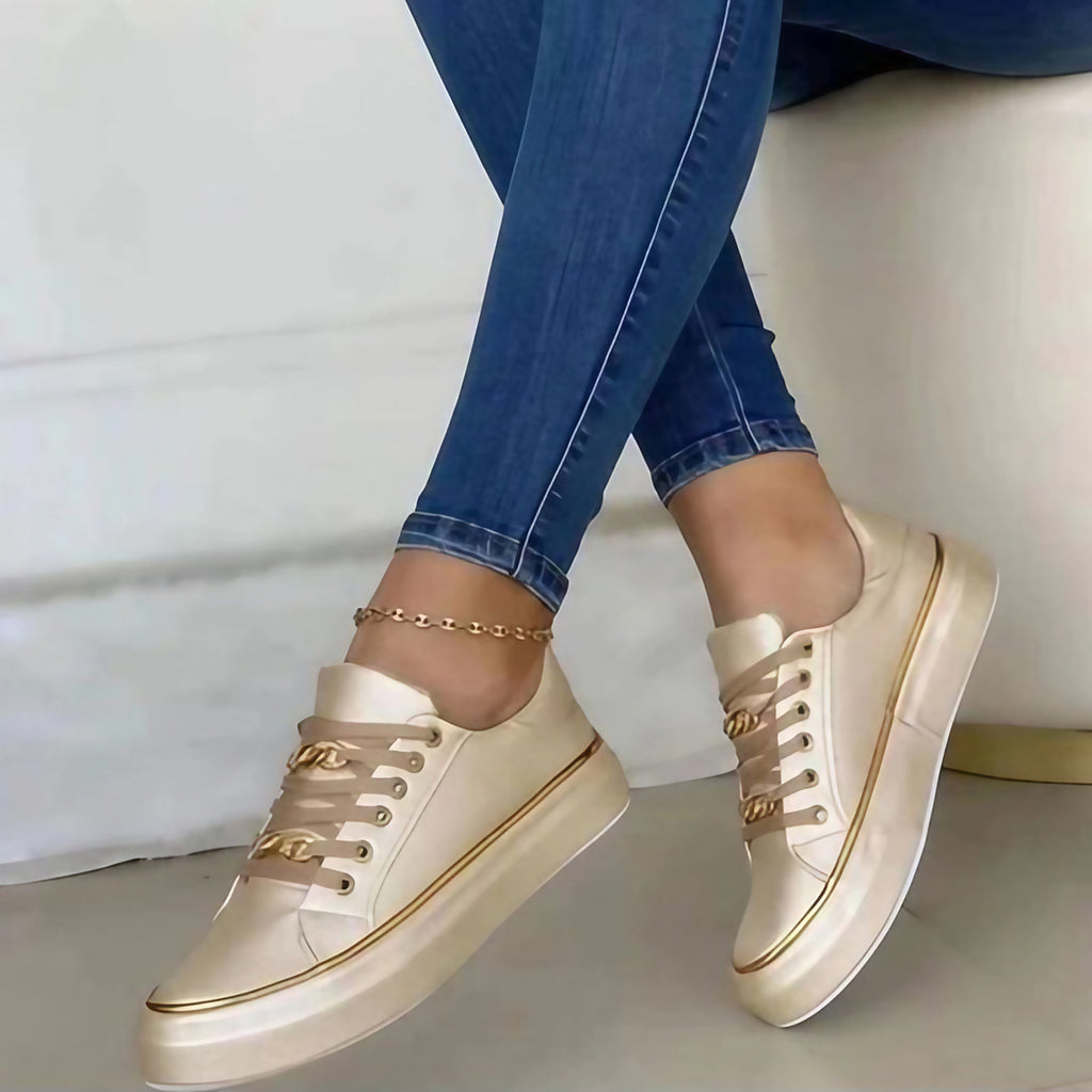 Chaussures orthopédiques femme, semelle souple et antidérapante, doré