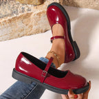 Babies femme à enfiler, bout rond, rouge ou noir, rouge