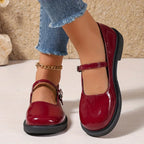 Babies femme à enfiler, bout rond, rouge ou noir