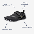 Chaussures pieds nus à scratch, avant-pied large, 240 g