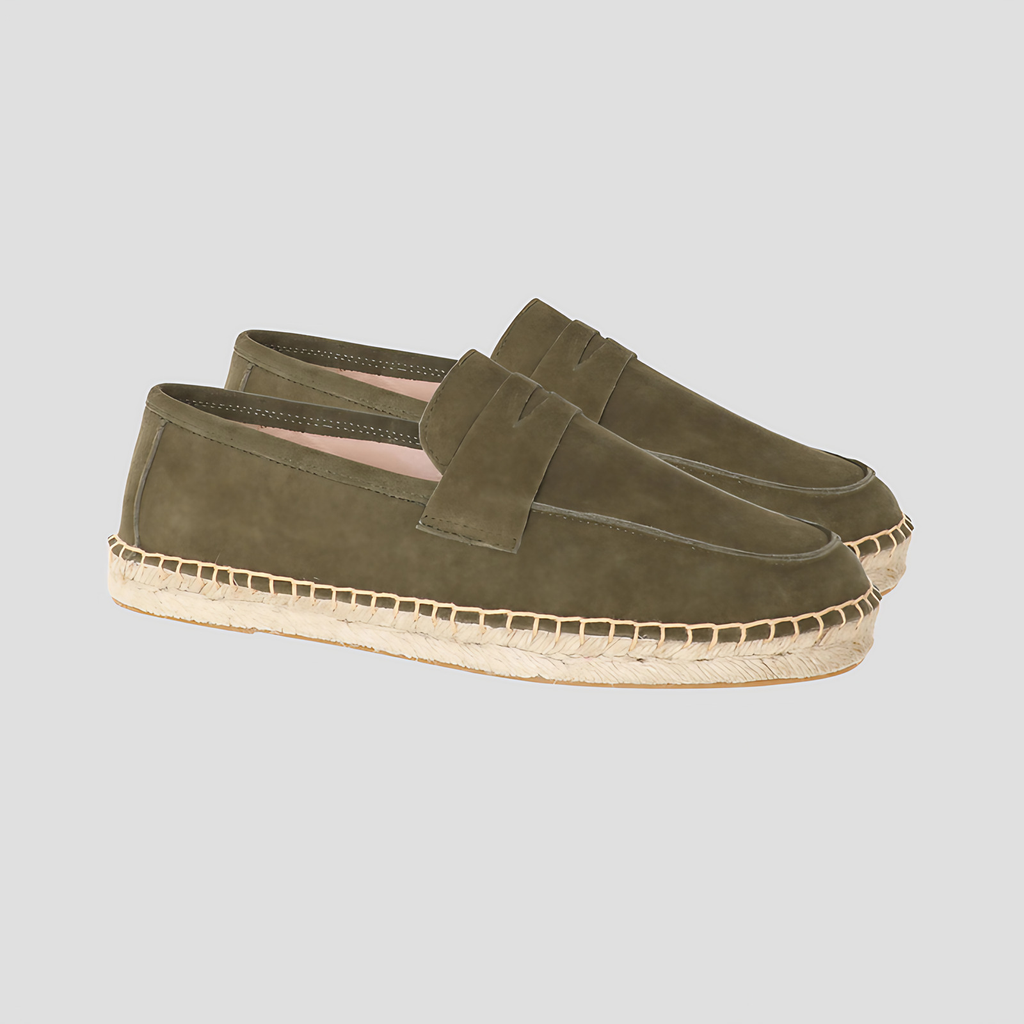 Mocassins espadrilles homme, style méditerranéen, quatre coloris, vert olive