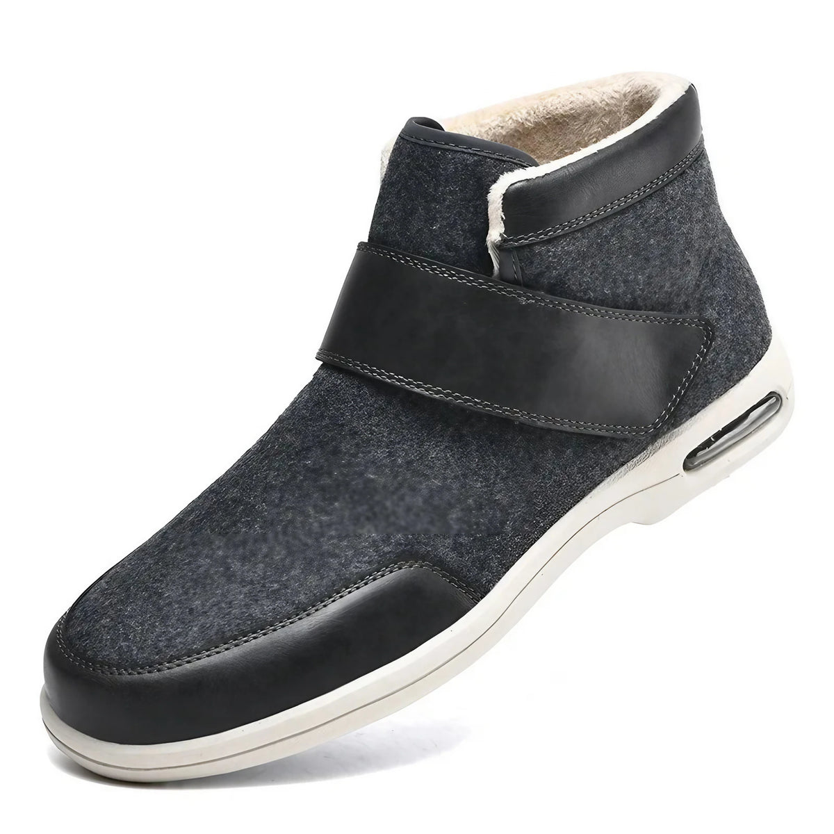 Chaussures orthopédiques chaudes à scratch, feutre et fourrure, gris fourré