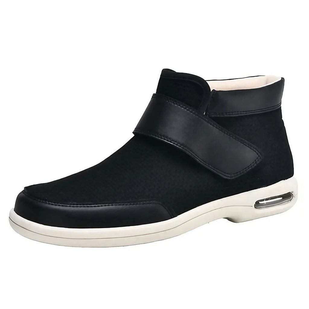 Chaussures orthopédiques chaudes à scratch, feutre et fourrure, noir