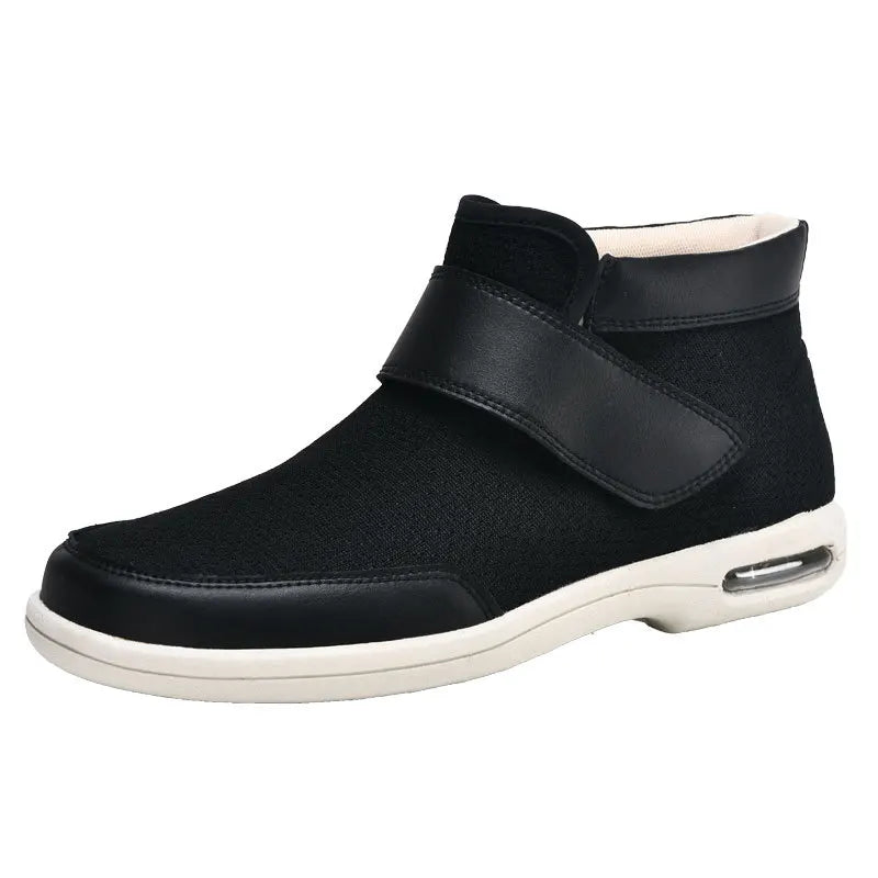 Chaussures orthopédiques chaudes à scratch, feutre et fourrure, noir