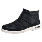 Chaussures orthopédiques chaudes à scratch, feutre et fourrure, noir et gris