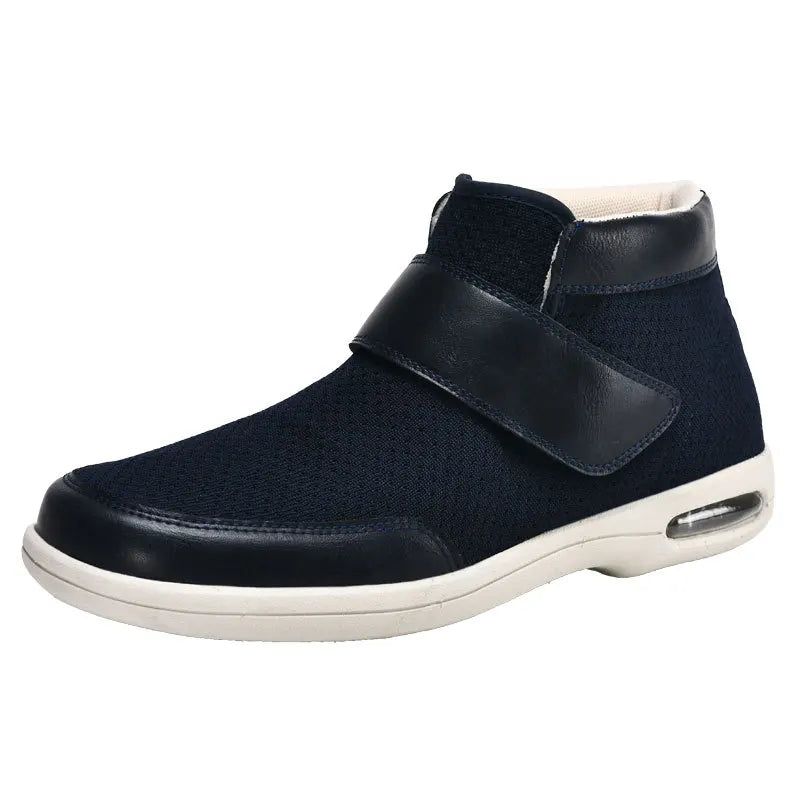 Chaussures orthopédiques chaudes à scratch, feutre et fourrure, bleu