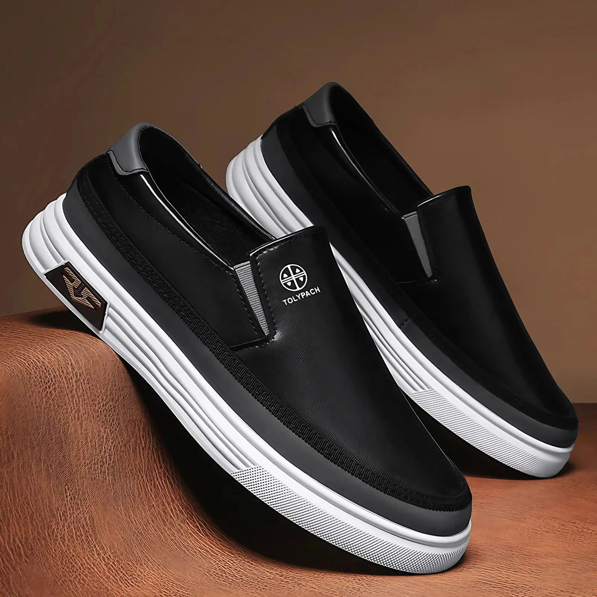 Chaussures orthopédiques homme à enfiler, blanc ou noir, noir