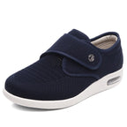 Chaussures orthopédiques femme à scratch, deux semelles amovibles, bleu