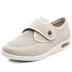 Chaussures orthopédiques femme à scratch, deux semelles amovibles, beige