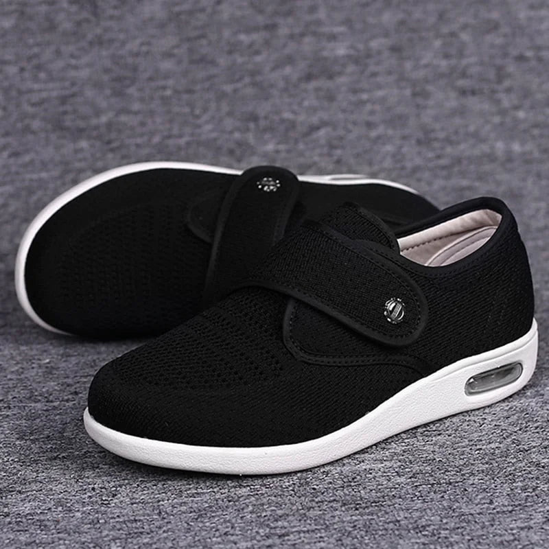 Chaussures orthopédiques femme à scratch, deux semelles amovibles