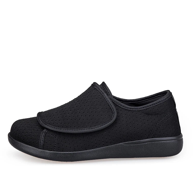 Chaussures orthopédiques larges à enfiler, mixtes, sans lacets, noir