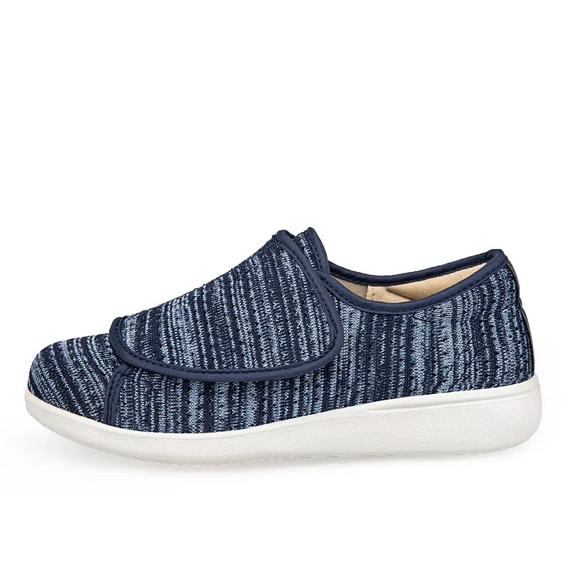Chaussures orthopédiques larges à enfiler, mixtes, sans lacets, bleu