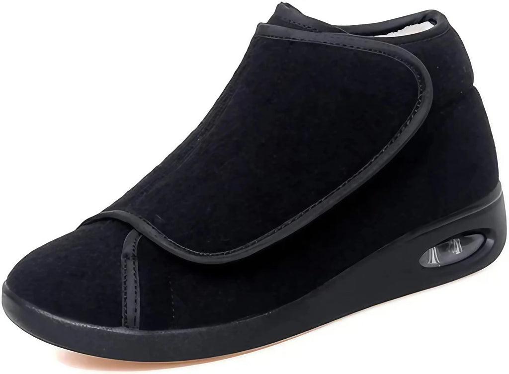Chaussures orthopédiques montantes femme d'hiver, à scratch, noir
